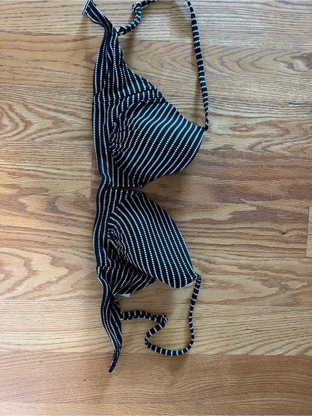 Xhilaration Black and White Striped Bikini Top